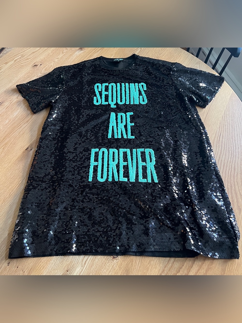 TAYLOR SWIFT SEQUINS ARE FOREVER MERCH TEE DRESS, SIZE L. - Picture 7 of 15